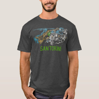 T-shirt Santorin Grèce unique main dessinée hommes cadeau 