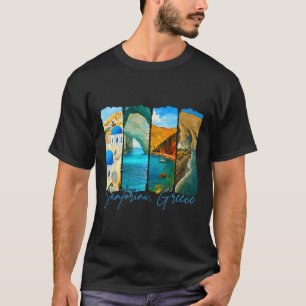 T-shirt Santorin Grèce Voyager Coup de pinceau Rencontre-m