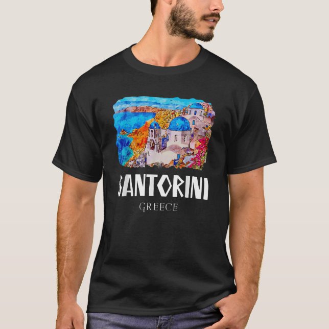 T-shirt Santorin Peinture Grèce Souvenir 1 (Devant)