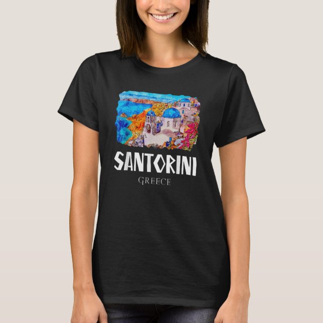 T-shirt Santorin Peinture Grèce Souvenir 1 (Devant)