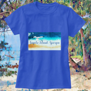 T-shirt Sapelo Island GA Seashore et Seagull