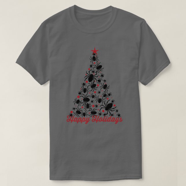 T-shirt Sapin de Noël Araignée Gothique (Design devant)