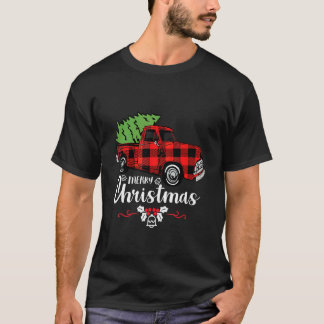T-shirt Sapin de Noël au camion rouge à carreaux de Buffal