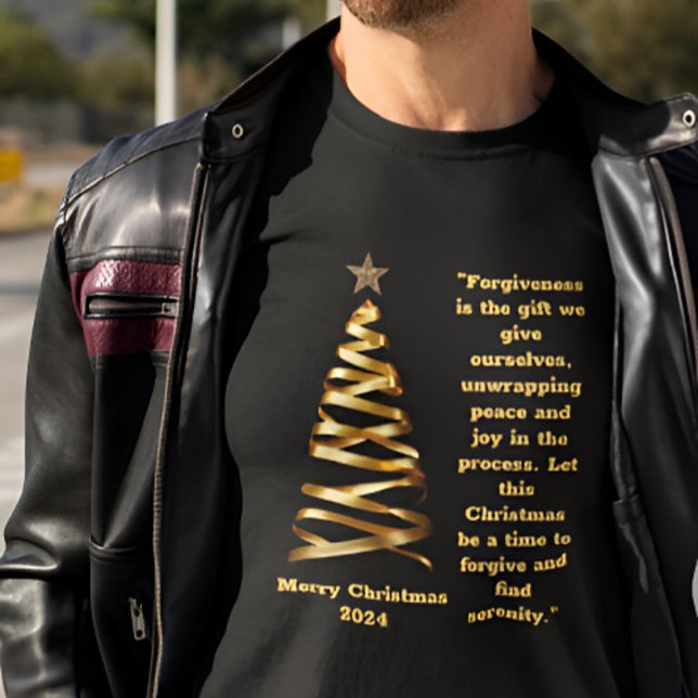 T-shirt Sapin de Noël au ruban doré (Créateur téléchargé)