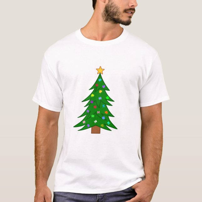 T-shirt Sapin de Noël avec Puzzle (Devant)