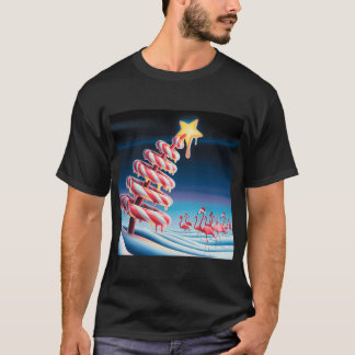 T-shirt Sapin de Noël canne à sucre avec flamants roses