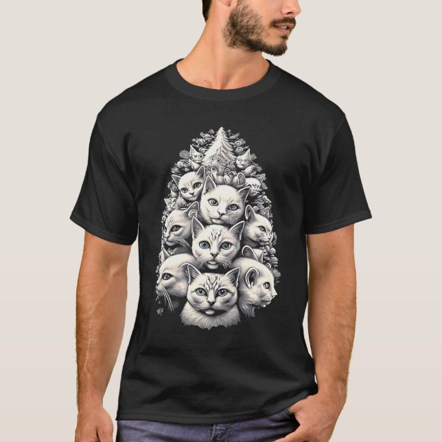 T-shirt Sapin de Noël Chat  Xmas Chat (Devant)