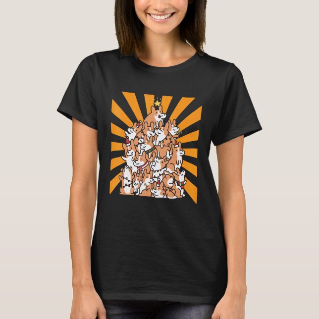 T-shirt Sapin de Noël Chien Corgi (Devant)