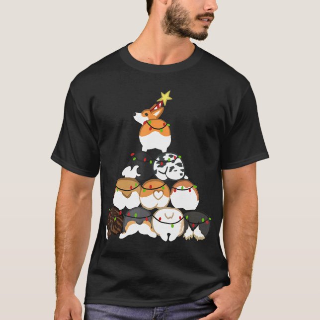 T-shirt Sapin de Noël Corgi     (Devant)
