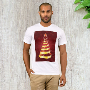 T-shirt Sapin de Noël élégant moderne ruban doré