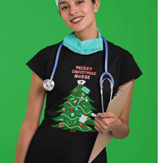 T-shirt Sapin de Noël infirmière (Créateur téléchargé)