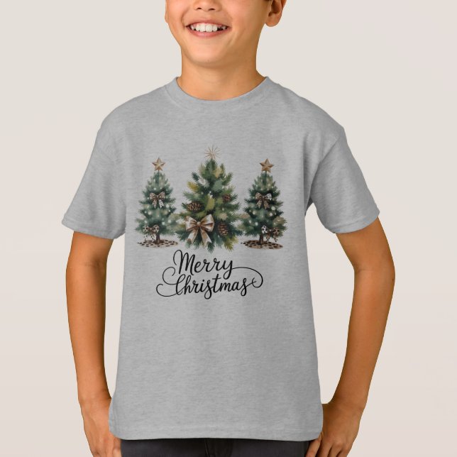 T-shirt Sapin de Noël joyeux léopard Coquette Bow Noël (Devant)