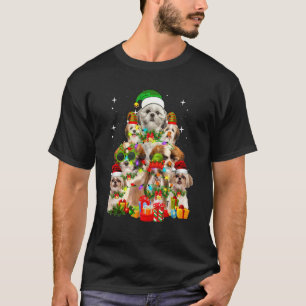 T-shirt Sapin de Noël Lumières Xmas Chien Shih Tzu Chiots