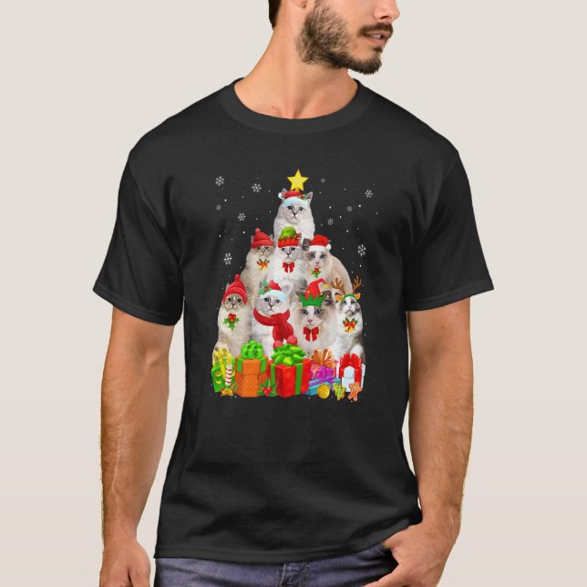 T-shirt Sapin de Noël pour chat avec pull moche  Ragdoll N (Devant)