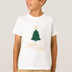 T-shirt Sapin de Noël simple avec texte doré élégant