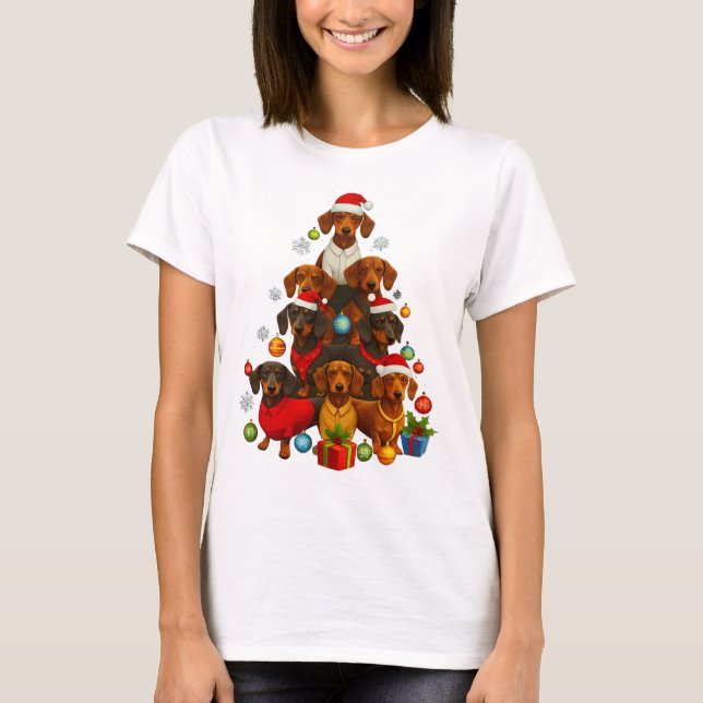 T-shirt Sapin de Noël Teckel (Devant)