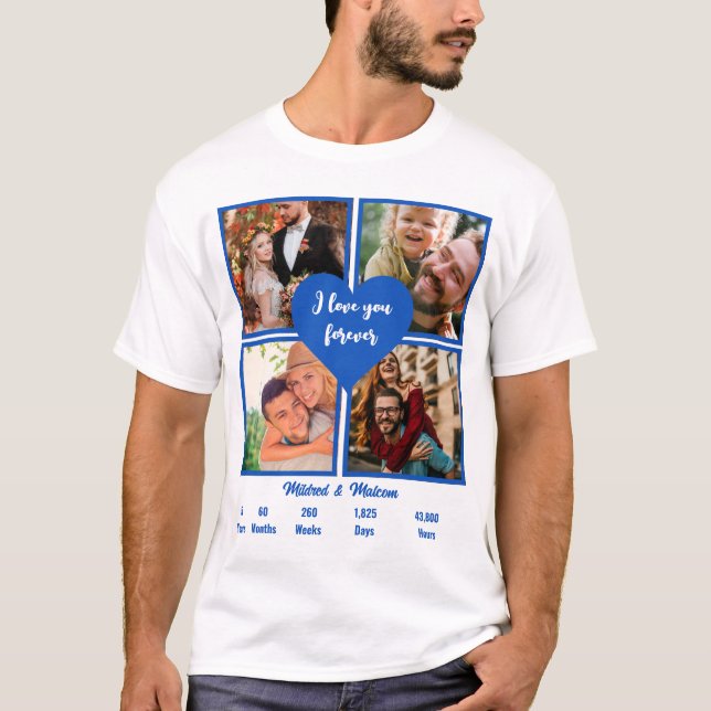 T-shirt Sapphire personnalisé 5e anniversaire 4 photo Coll (Devant)