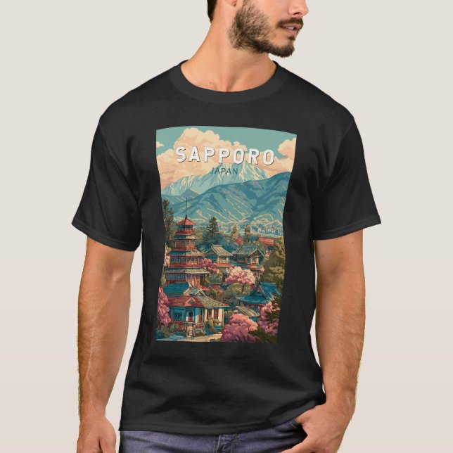 T-shirt Sapporo Japan Travel Art Vintage (Devant)