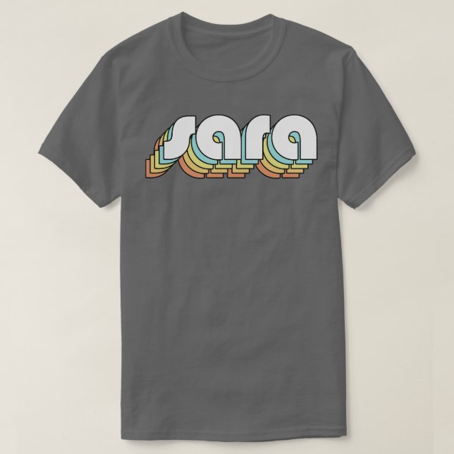 T-shirt Sara Retro Rainbow Typographie style défraîchi (Design devant)