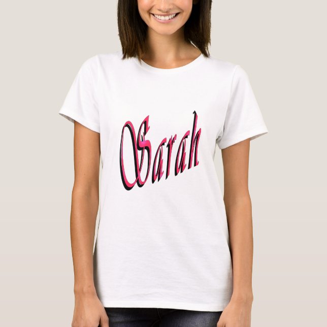 T-shirt Sarah Nom En Rouge Et Rose, (Devant)