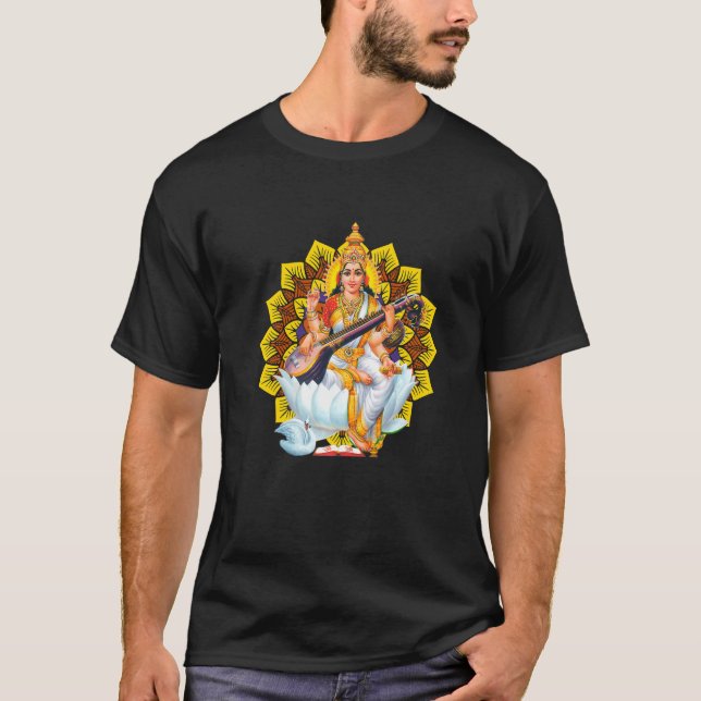 T-shirt Saraswati Géométrie Sacrée Troisième Oeil Isha Lin (Devant)