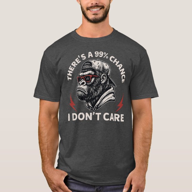 T-shirt Sarcastic Monkey Graphic In Backward Hat & Shades (Devant)