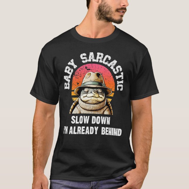 T-shirt Sarcastic Turtle Retro Sunset Graphic (Devant)