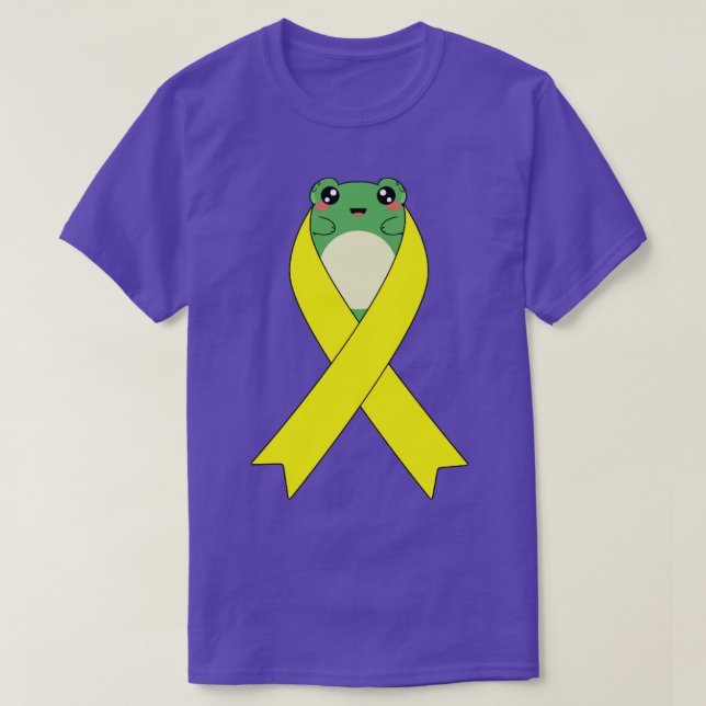 T-shirt Sarcome Cancer Sensibilisation Kawaii Frog jaune R (Design devant)