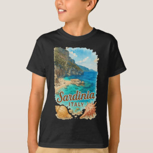 T-shirt Sardaigne Italie aquarelle plage voyage souvenir