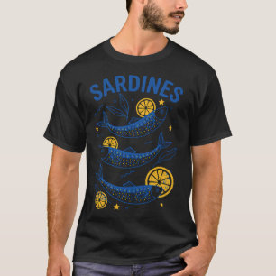 T-shirt Sardines Boîte de Poisson Été Rétro Côte Méditerra