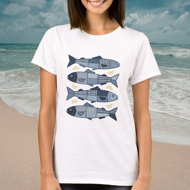 T-shirt Sardines de style patchwork thème de la plage côti (Créateur téléchargé)