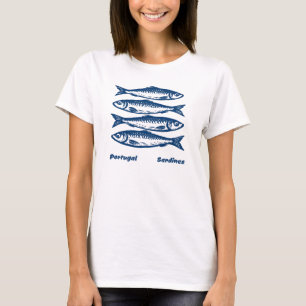 T-shirt Sardines du Portugal – Art de poisson en bois vint
