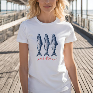 T-shirt Sardines, esthétique du pêcheur, pêche