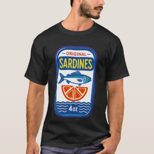 T-shirt Sardines Originales Art Étiquette Poisson Regard R
