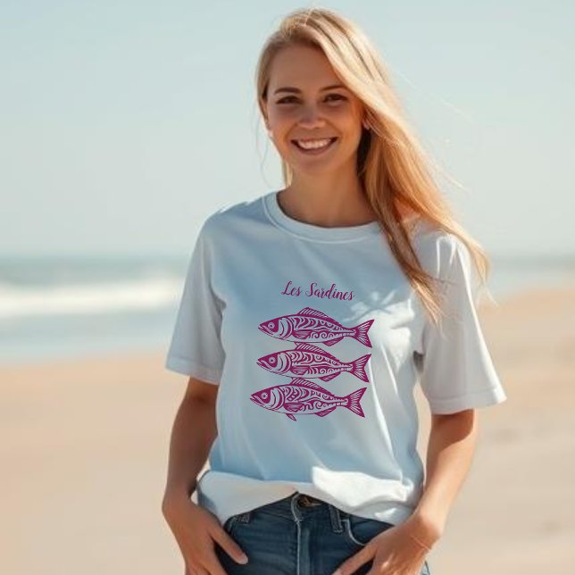 T-shirt Sardines-Pink Hawaiian (Sardines Pink Hawaiian-Fisherman Style T shirt)