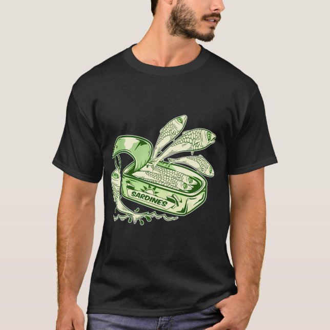 T-shirt Sardines s'échappant de la boîte (Devant)