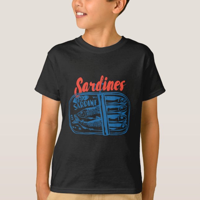 T-shirt Sardines Tinned Fish Retro Graphic For Men Women  (Devant)
