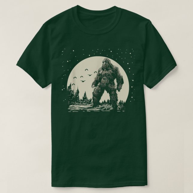 T-shirt Sasquatch à la nuit avec Pleine lune et étoiles (Design devant)