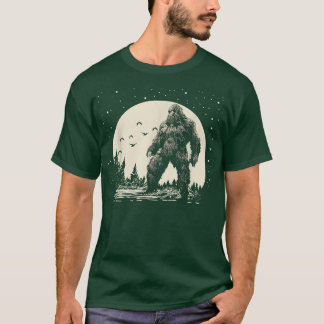 T-shirt Sasquatch à la nuit avec Pleine lune et étoiles