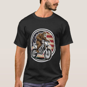 T-shirt Sasquatch Américain Faisant de la Moto Tout-Terrai