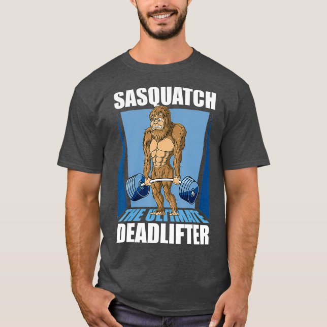 T-shirt Sasquatch Big Pied Deadlifting Gymnase (Devant)