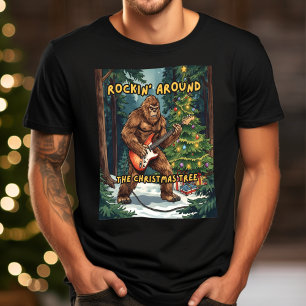 T-shirt Sasquatch Guitare qui Rocaute Autour de l'Arbre de