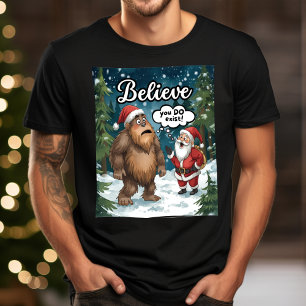 T-shirt Sasquatch rencontre le Père Noël, un Noël drôle