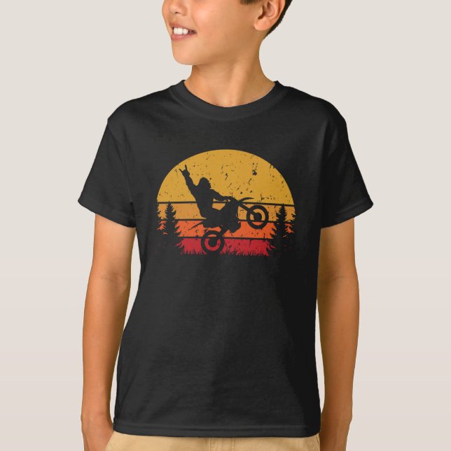 T-shirt Sasquatch Retro Sunset équitation Vélo Dirt (Devant)