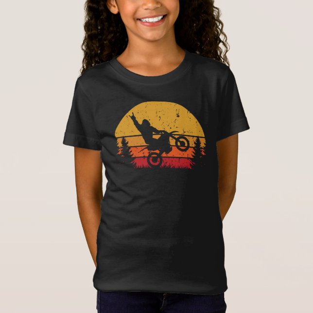 T-Shirt Sasquatch Retro Sunset équitation Vélo Dirt (Devant)