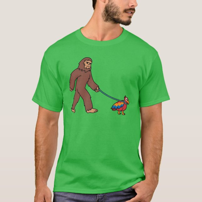 T-shirt Sasquatch Walking Parrot Bird amis rétro (Devant)