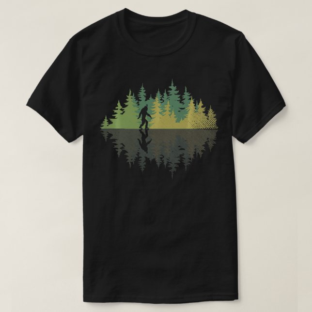 T-shirt Sasquatch Yeti Réflexion Forêts Arbres Conspiratio (Design devant)
