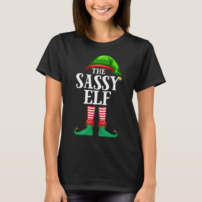 T-shirt Sassy Elf Correspondant Famille Pyjama de Noël T-s (Devant)
