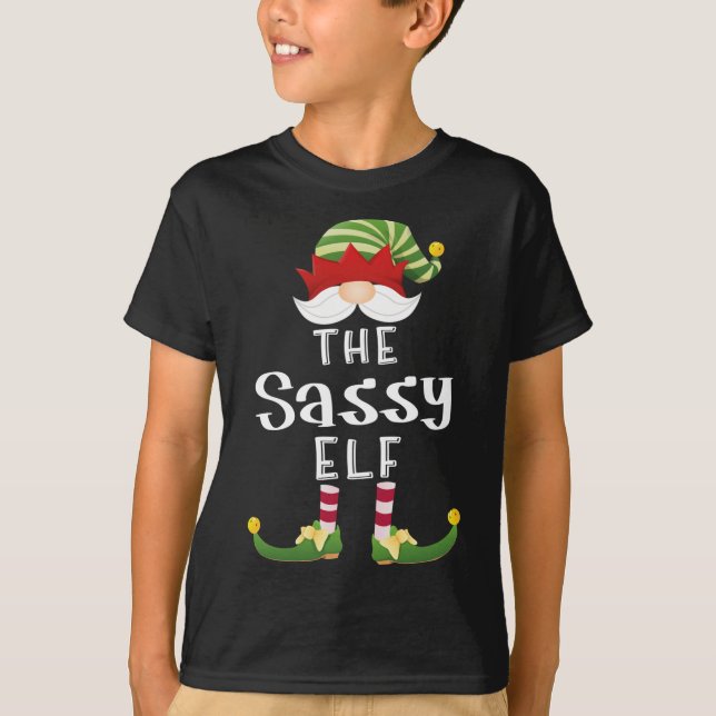 T-shirt Sassy Elf Noël Funny Pajama Party (Devant)