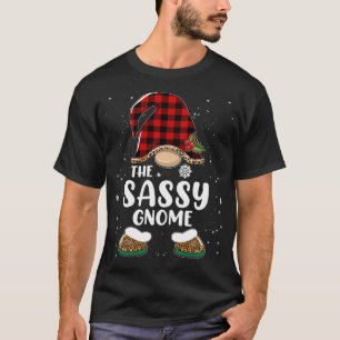 T-shirt Sassy Gnome Buffalo Plaid Matching Family Christma